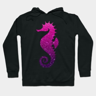 Pink and Purple Ombre Faux Glitter Seahorse Hoodie